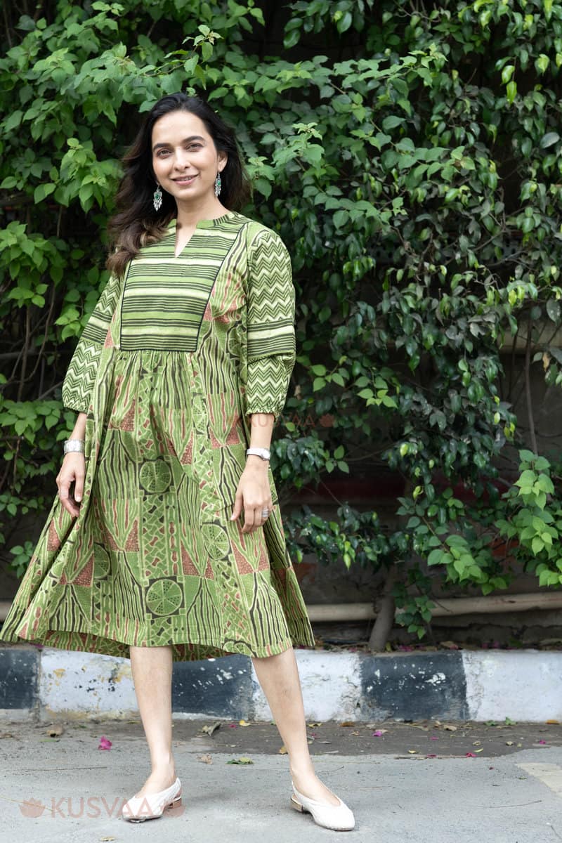Image for Kusvaa Dr084 Dhimahi Cotton A Line Dress Side