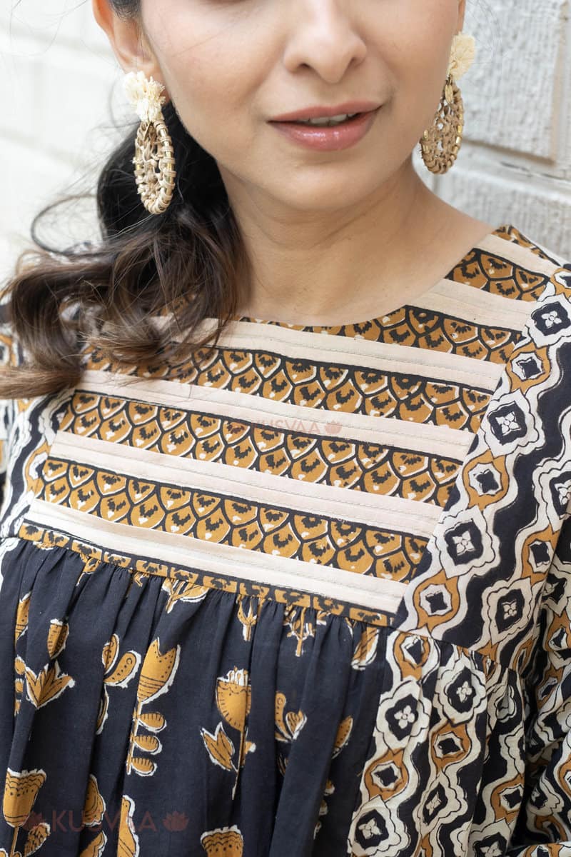 Image for Kusvaa Dr087 Saptarshi Cotton A Line Dress Closeup