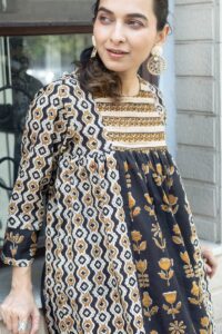 Image for Kusvaa Dr087 Saptarshi Cotton A Line Dress Pocket