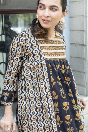 Image for Kusvaa Dr087 Saptarshi Cotton A Line Dress Pocket
