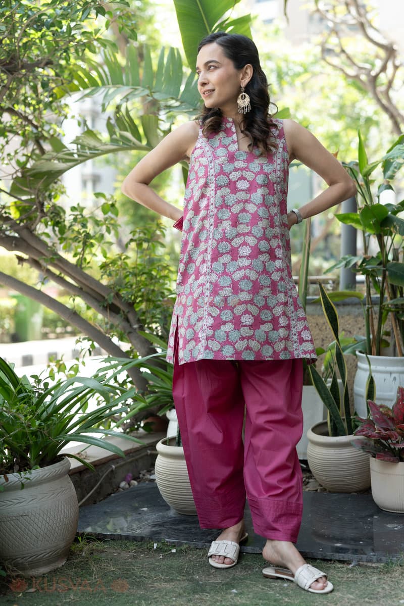 Image for Kusvaa Shk069 Pratyagya Cotton Short Kurti Front