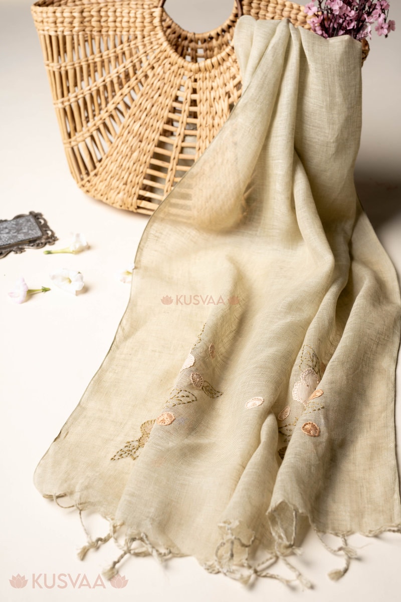 Image for Kusvaa Sto004 Shri Linen Stole Closeup