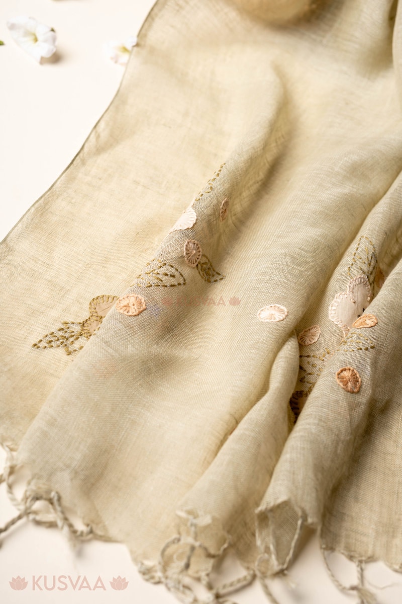 Image for Kusvaa Sto004 Shri Linen Stole Side