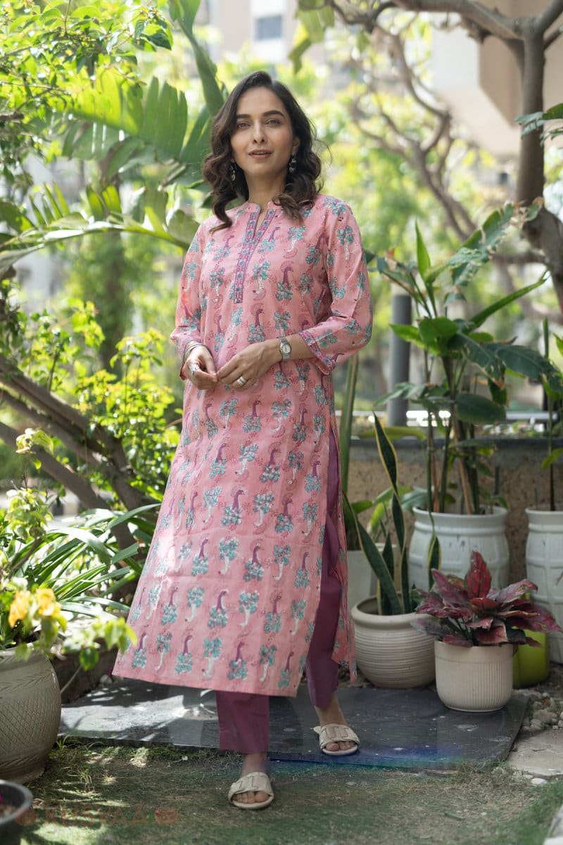Image for Kusvaa Wkr297 Samagya Cotton Straight Fit Kurta Pocket
