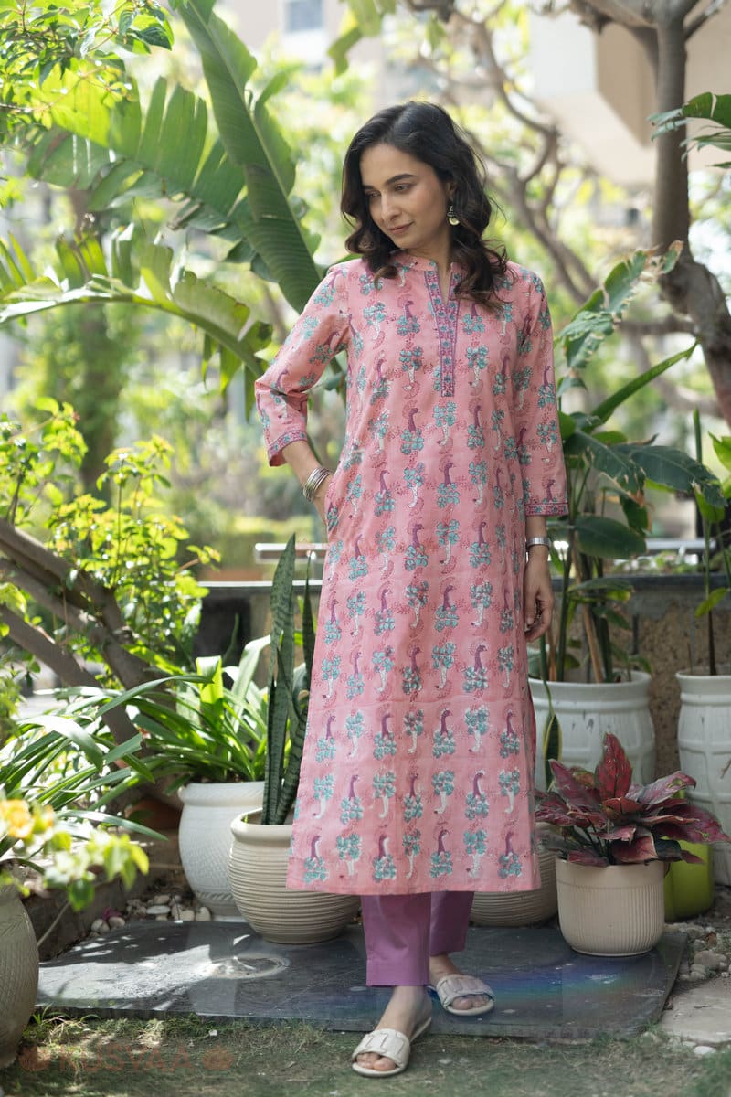Image for Kusvaa Wkr297 Samagya Cotton Straight Fit Kurta Side
