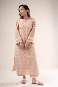 Image for Kusvaa Cood138 Sukanya Cotton Schiffli Kurta Pant Set Front