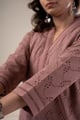 Image for Kusvaa Cood139 Marisha Cotton Schiffili Kurta Pant Set Closeup 2