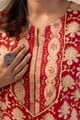 Image for Kusvaa Cood141 Aashika Cotton Handbloock Kurta Pant Set Closeup New
