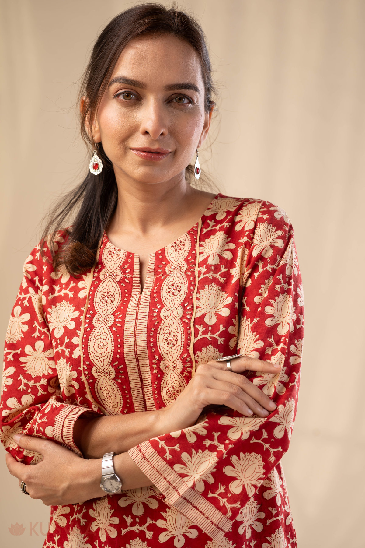 Image for Kusvaa Cood141 Aashika Cotton Handbloock Kurta Pant Set Featured New