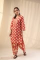 Image for Kusvaa Cood141 Aashika Cotton Handbloock Kurta Pant Set Side New