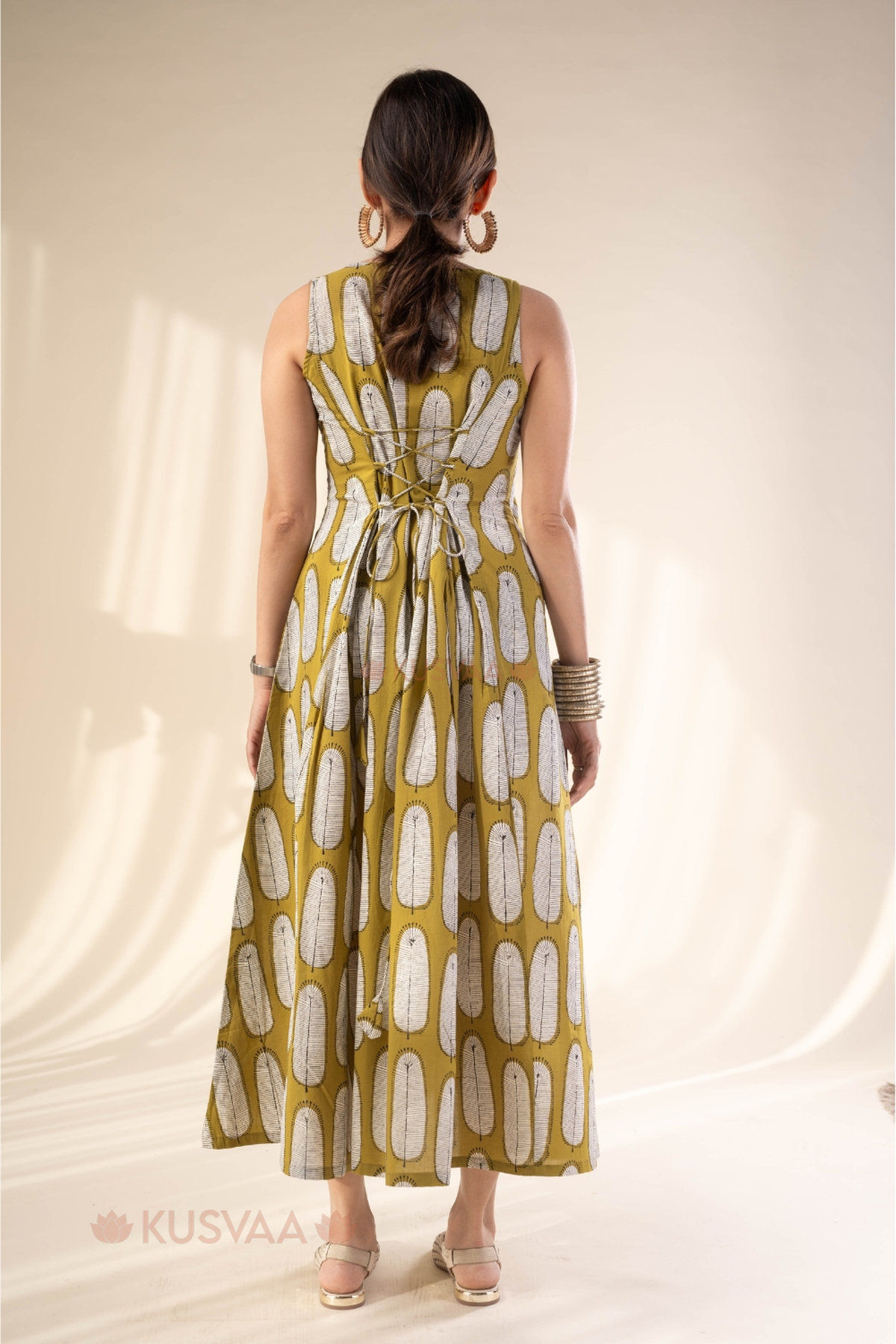 Image for Kusvaa Dr086 Akanksha Cotton A Line Dress Closeup 2