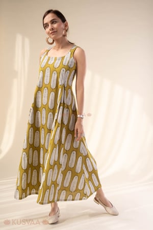 Image for Kusvaa Dr086 Akanksha Cotton A Line Dress Pocket