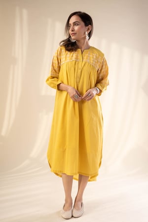 Image for Kusvaa Dr093 Punya Cotton Schiffli A Line Dress Pocket