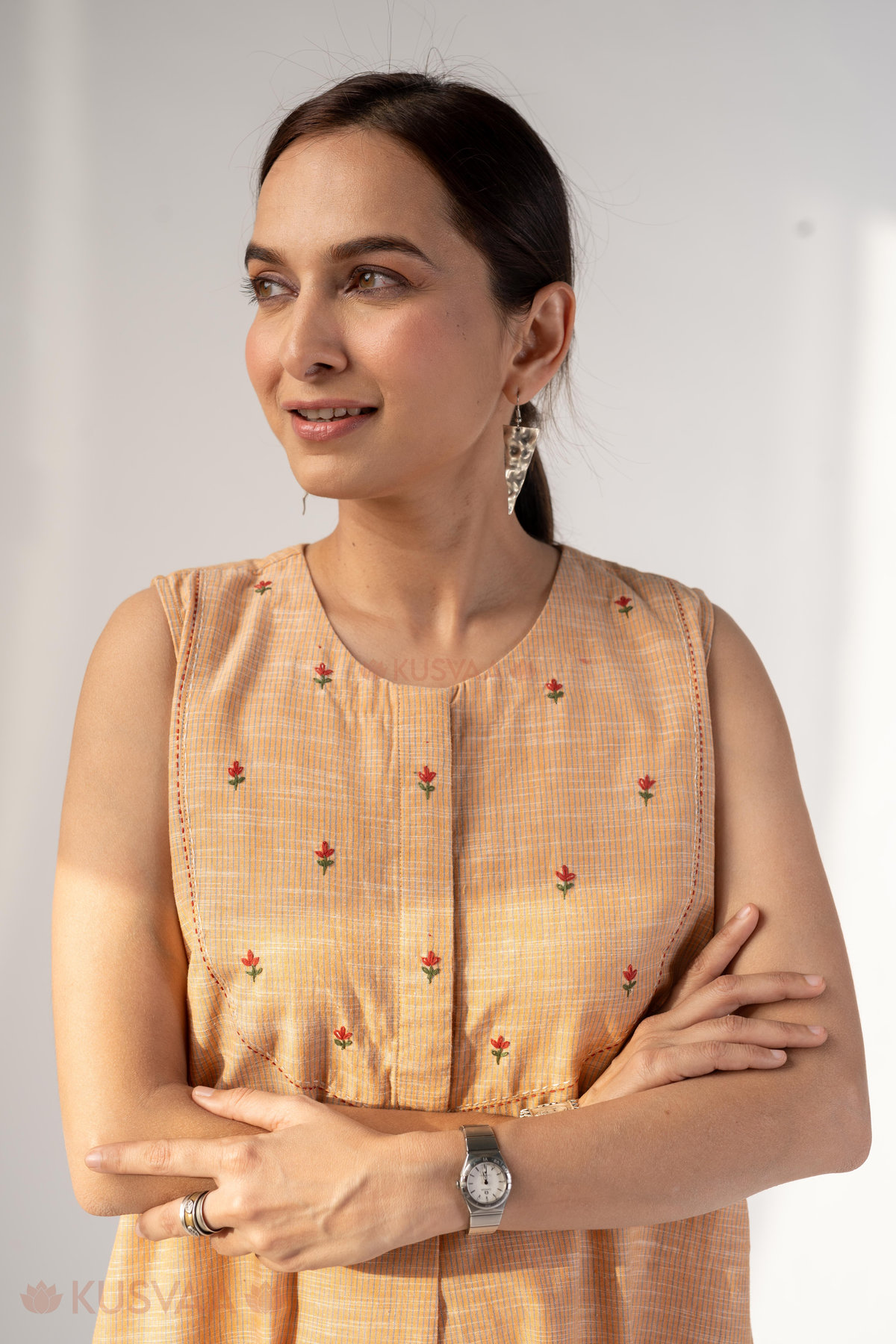 Image for Kusvaa Dr094 Varnika Handloom Cotton A Line Dress Featured