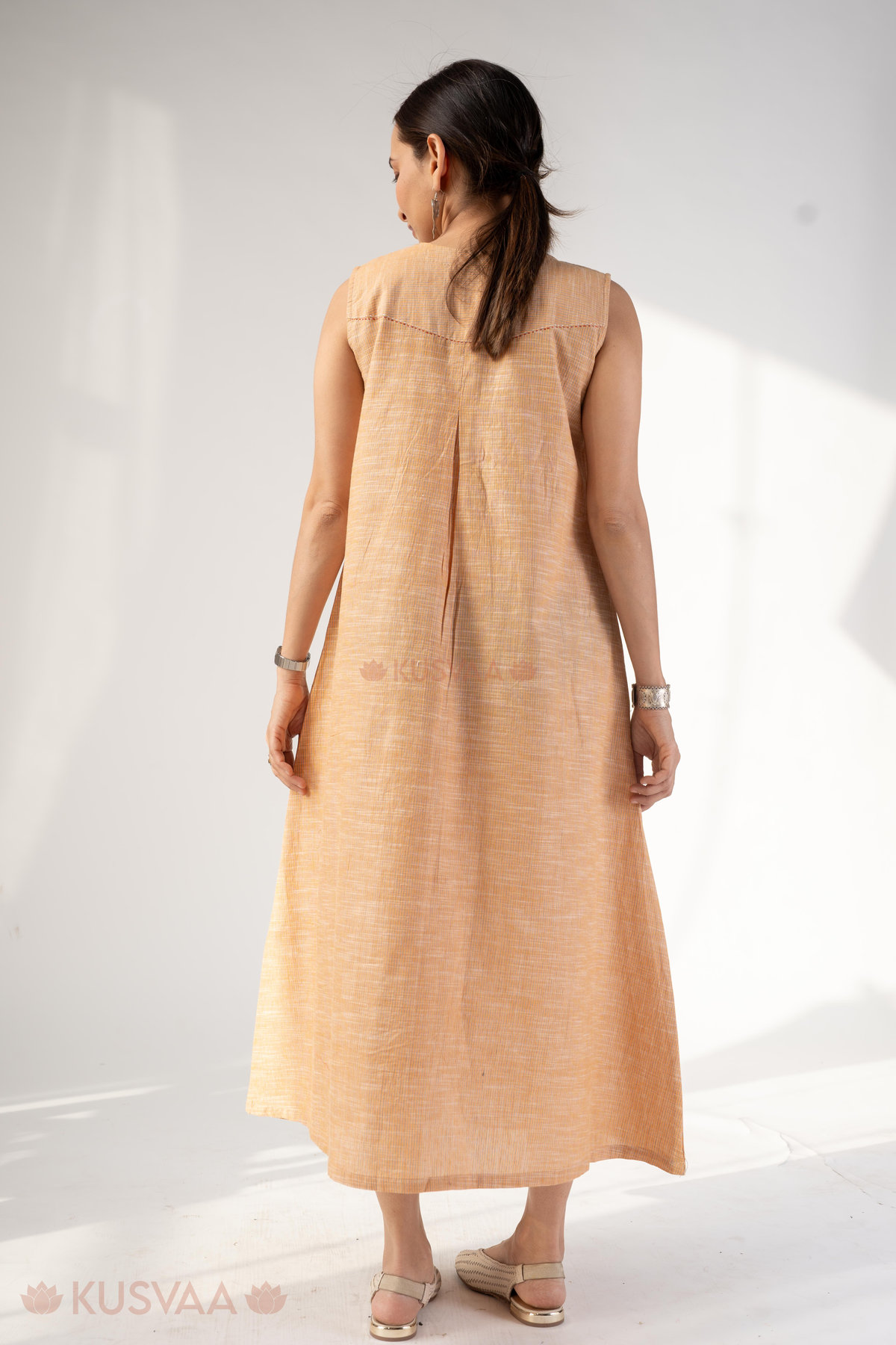 Image for Kusvaa Dr094 Varnika Handloom Cotton A Line Dress Pocket