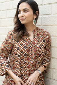 Image for Kusvaa Dr095 Yashasvi Cotton Handblock A Line Dress Featured