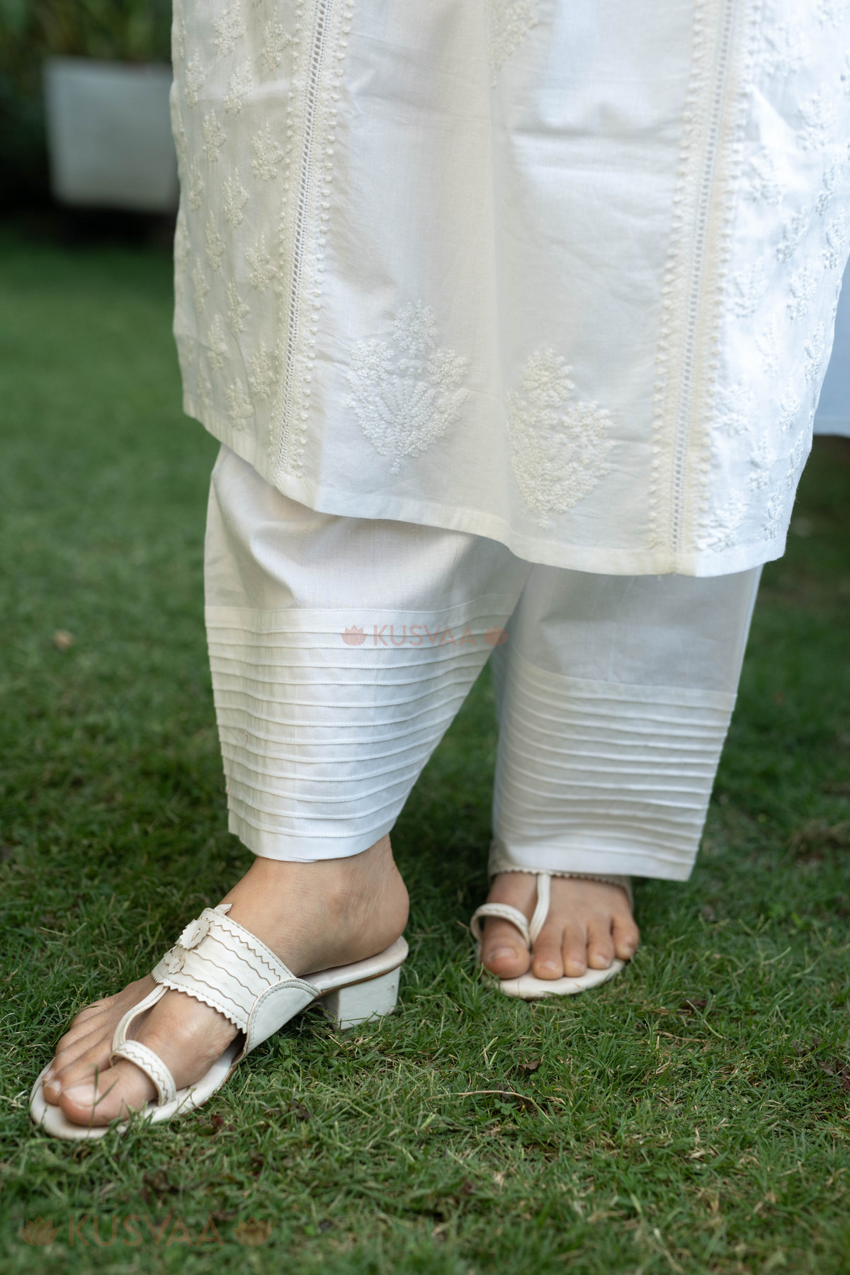 Image for Kusvaa Pnt015 Svara Multi Color Cotton Salwar White Featured