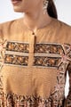 Image for Kusvaa Wkr285 Siya Cotton Handblock A Line Dress Closeup New