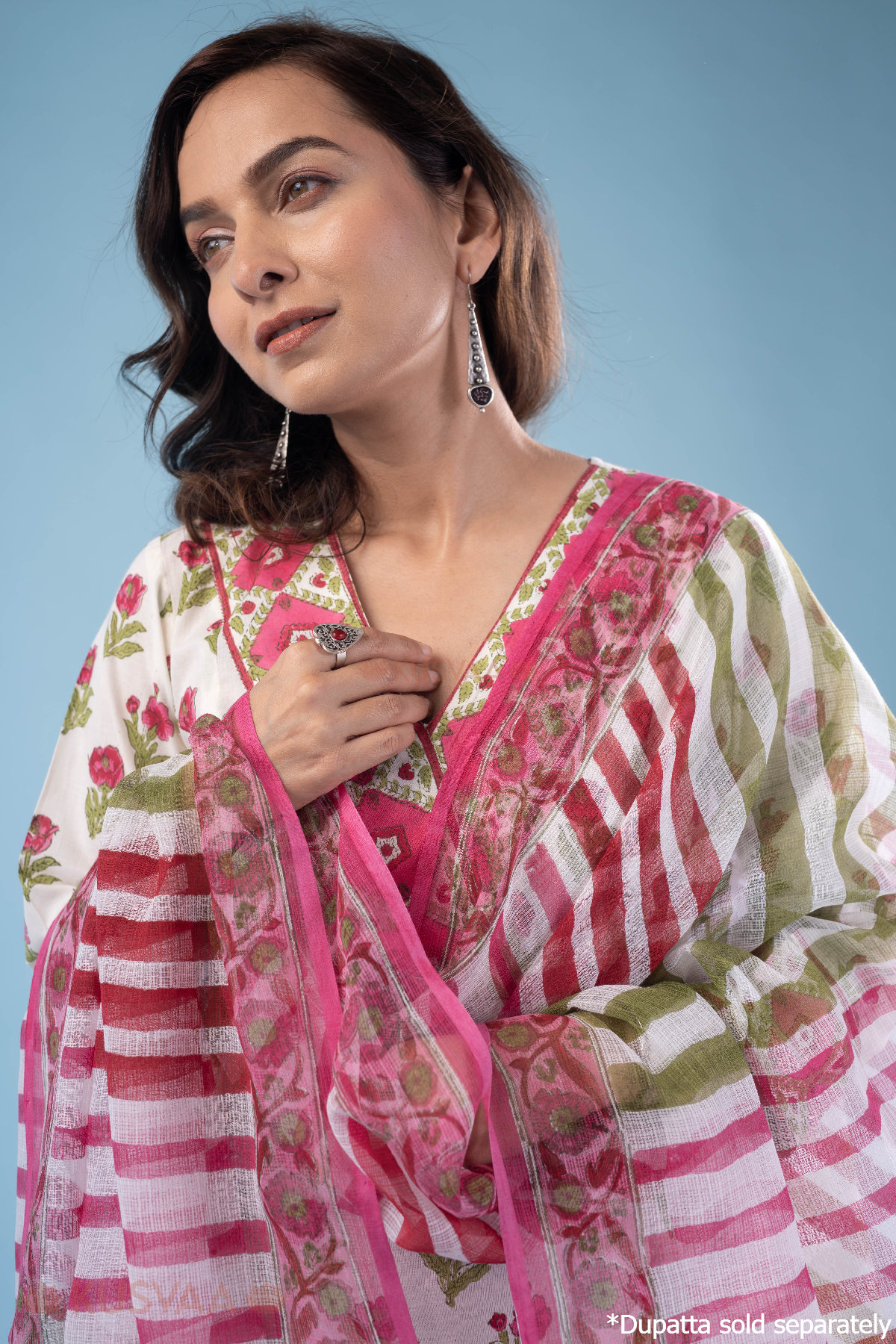 Image for Kusvaa Wkr298 Shaila Cotton Handblock A Line Kurta Featured