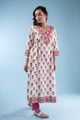 Image for Kusvaa Wkr298 Shaila Cotton Handblock A Line Kurta Pocket