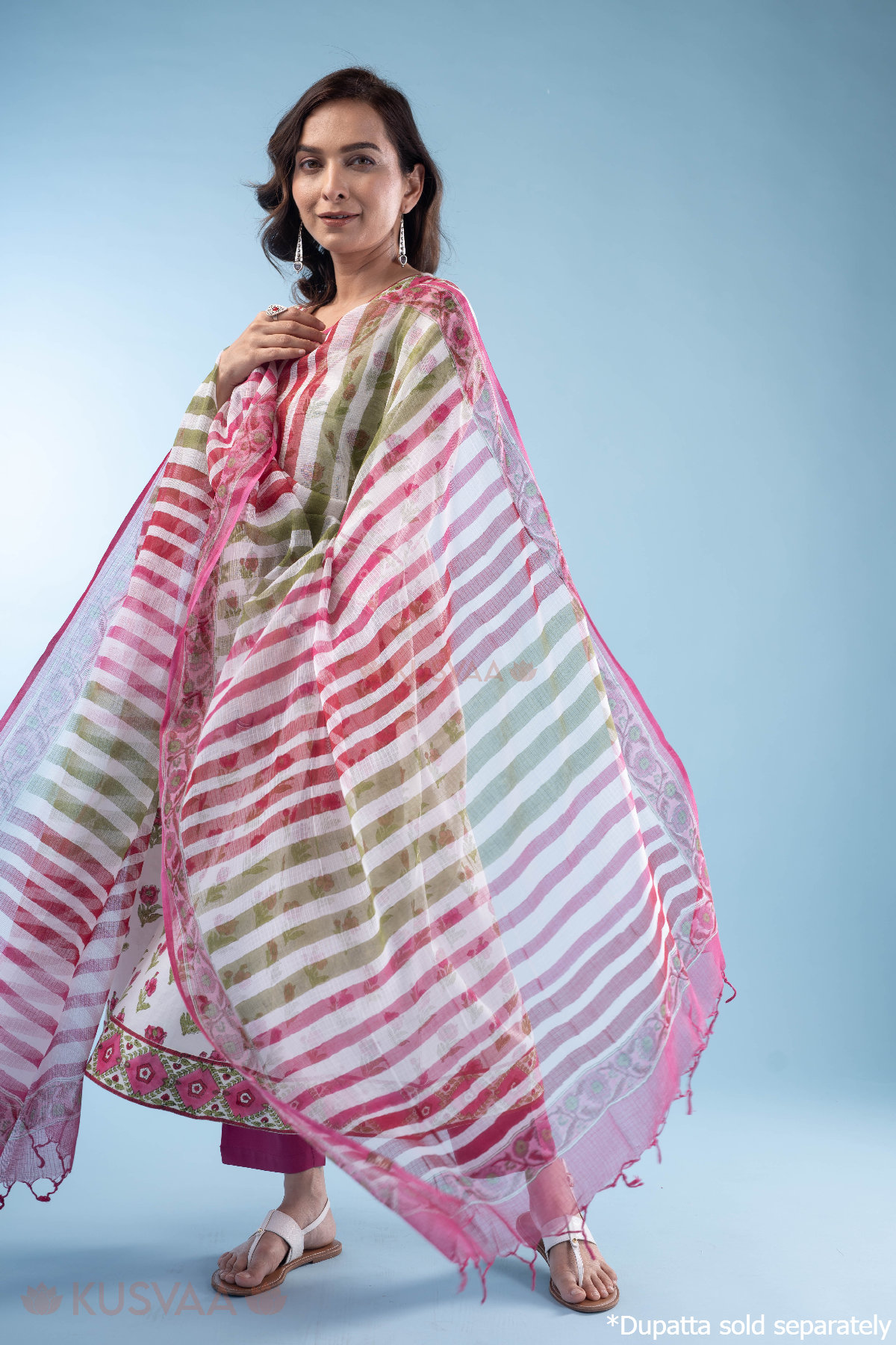 Image for Kusvaa Wkr298 Shaila Cotton Handblock A Line Kurta Side