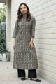 Image for Kusvaa Wkr301 Niyara Cotton Handblock Kurta Front