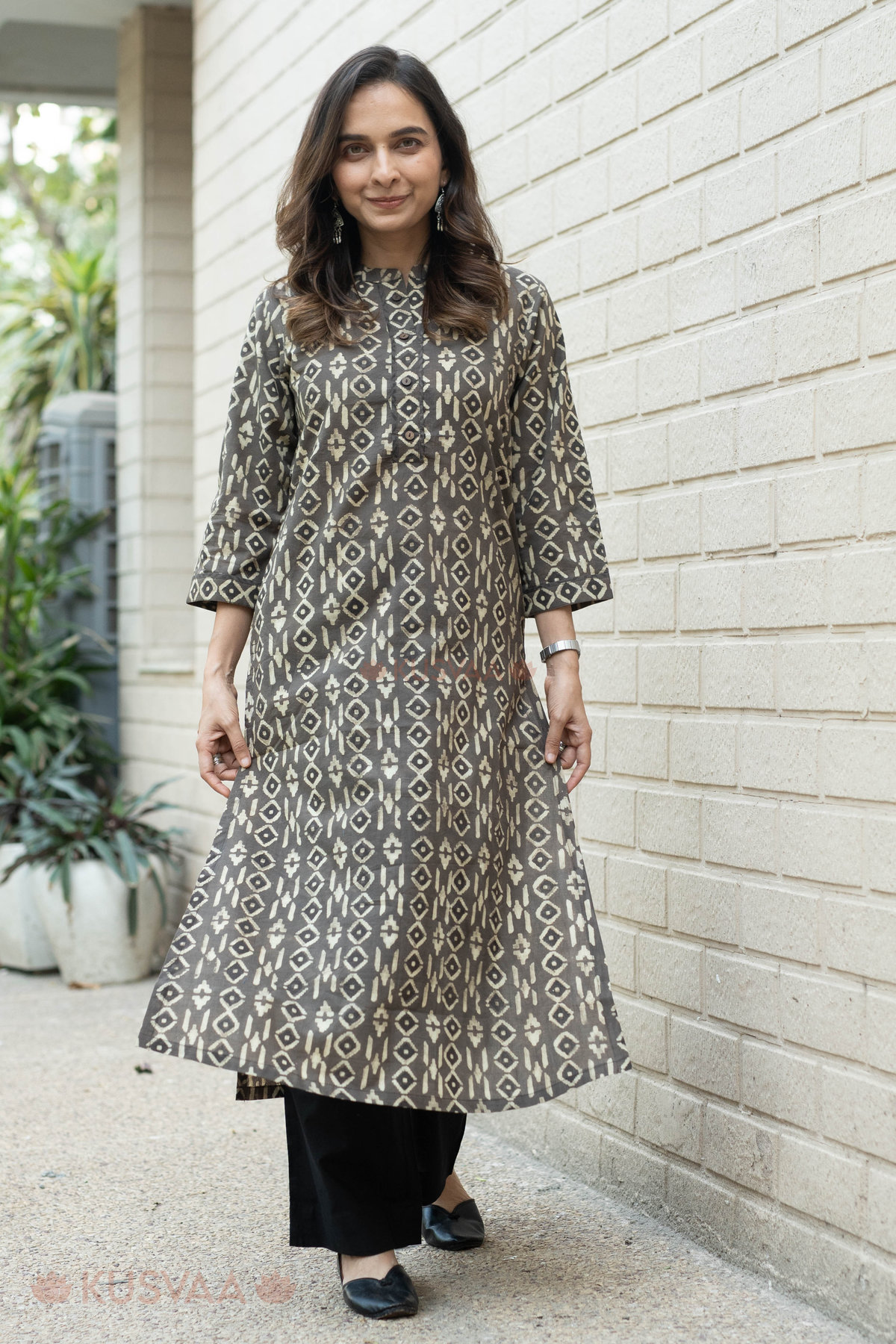 Image for Kusvaa Wkr301 Niyara Cotton Handblock Kurta Pocket