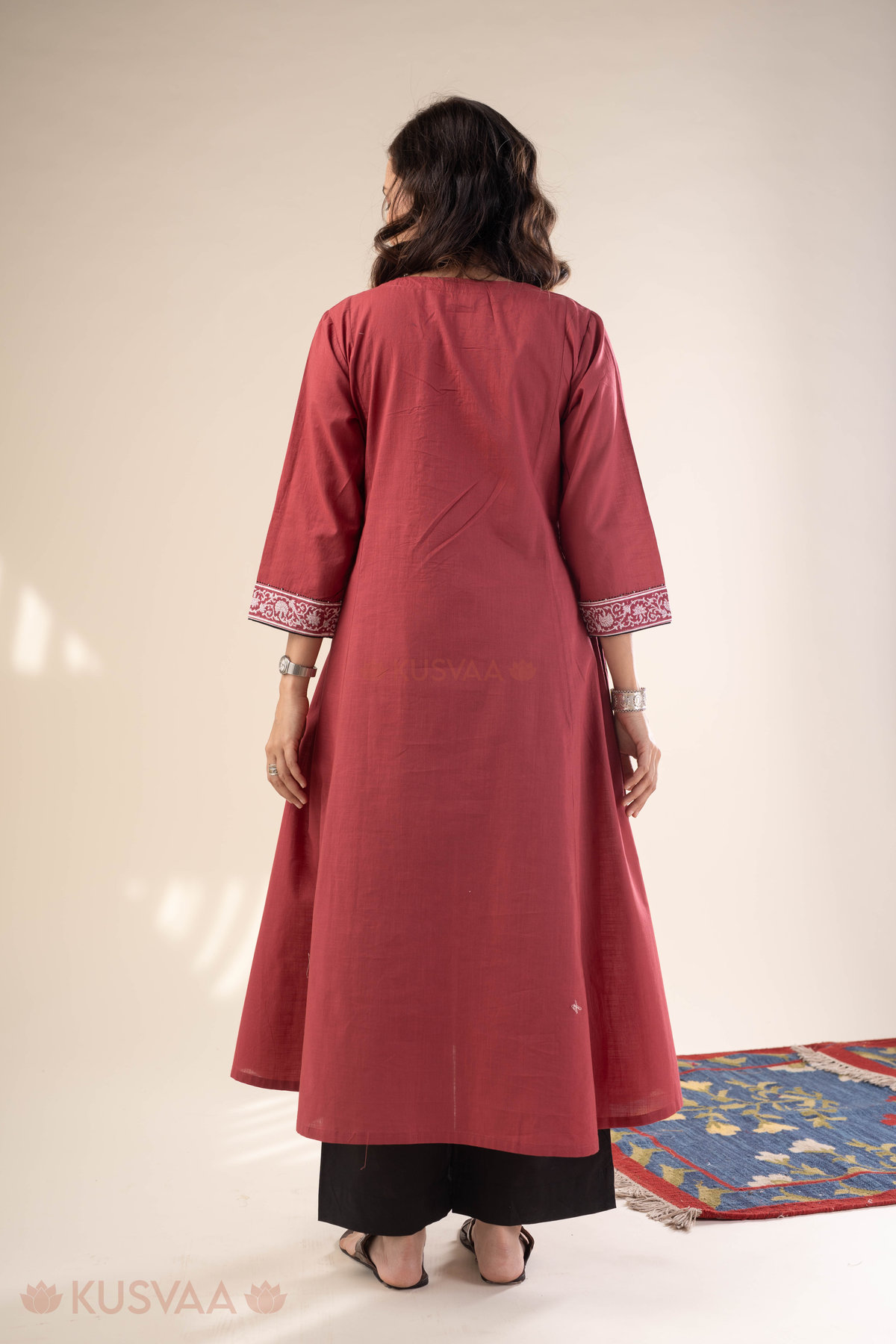 Image for Kusvaa Wkr304 Radhisha Cotton A Line Kurta Back