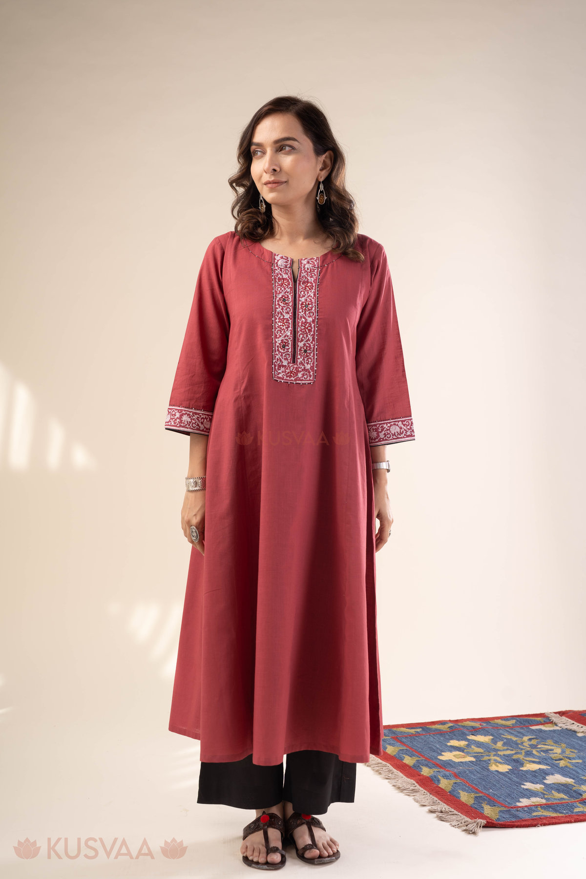 Image for Kusvaa Wkr304 Radhisha Cotton A Line Kurta Pattern