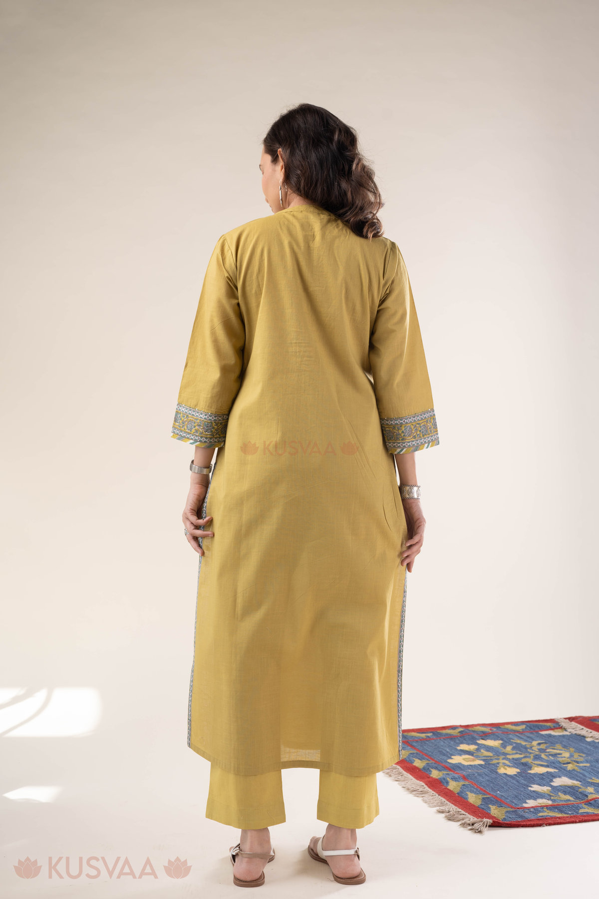 Image for Kusvaa Wkr305 Tarita Cotton Straight Fit Kurta Back