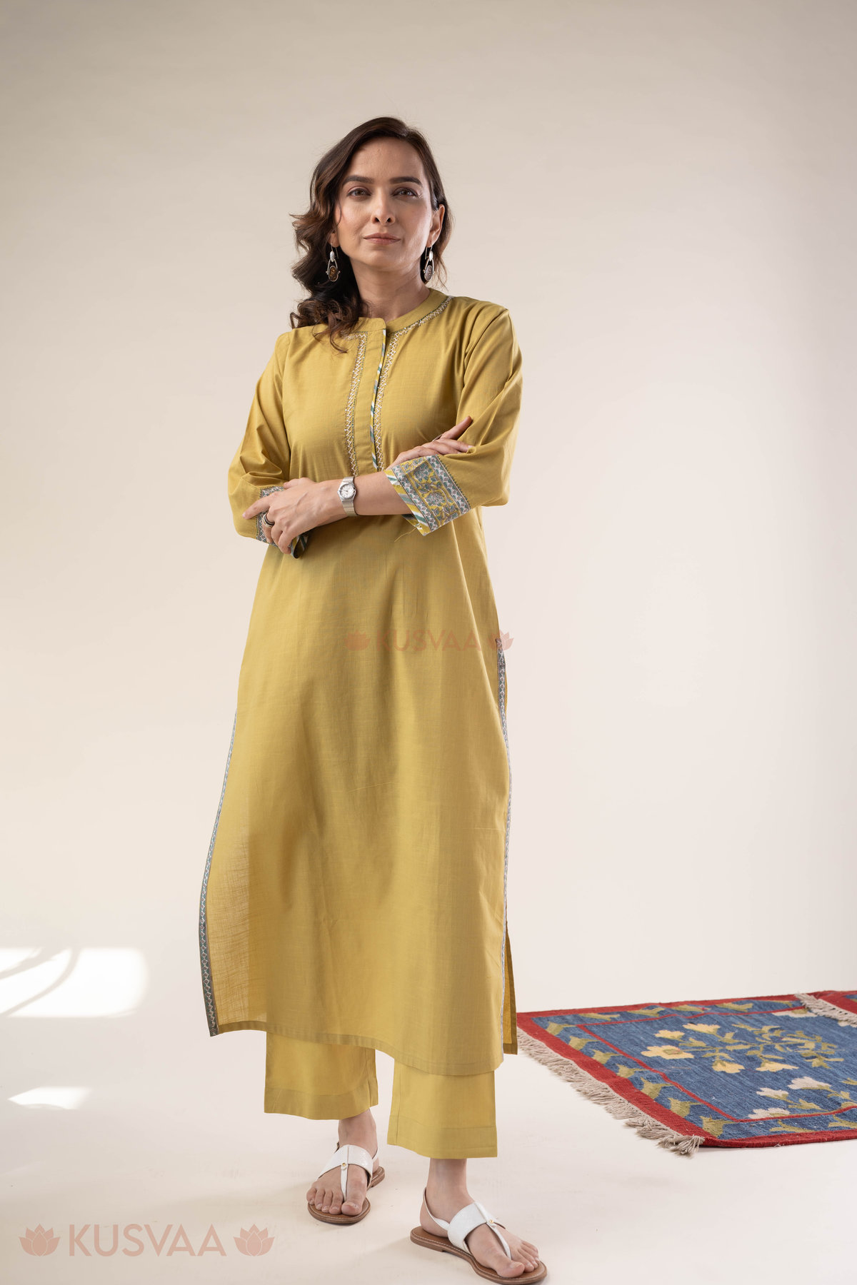 Image for Kusvaa Wkr305 Tarita Cotton Straight Fit Kurta Pocket