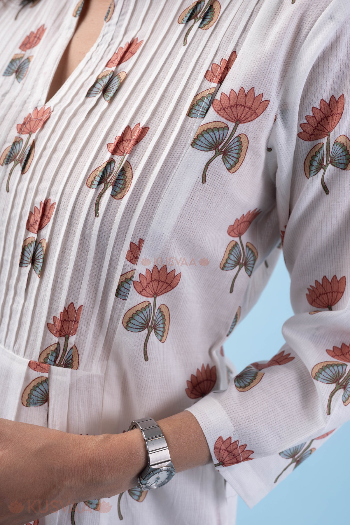 Image for Kusvaa Wkr306 Mihika Cotton Straight Fit Kurta Closeup