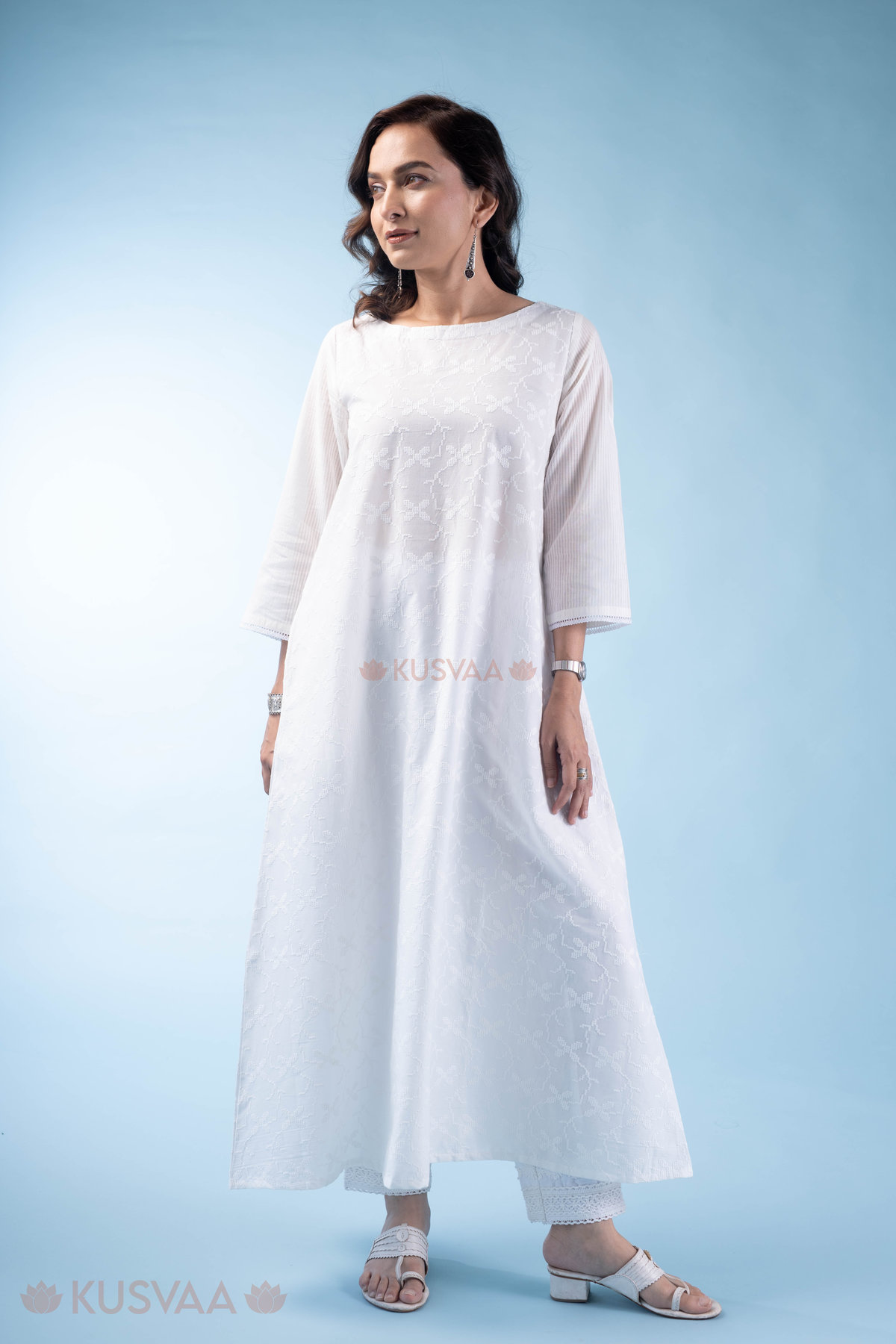 Image for Kusvaa Wkr313 Omkari Cotton A Line Kurta Front