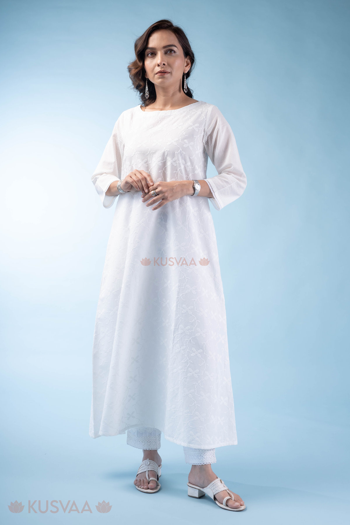 Image for Kusvaa Wkr313 Omkari Cotton A Line Kurta Pocket