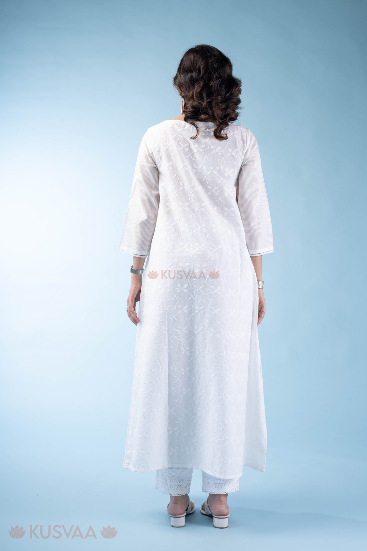 Image for Kusvaa Wkr313 Omkari Cotton A Line Kurta Sitting