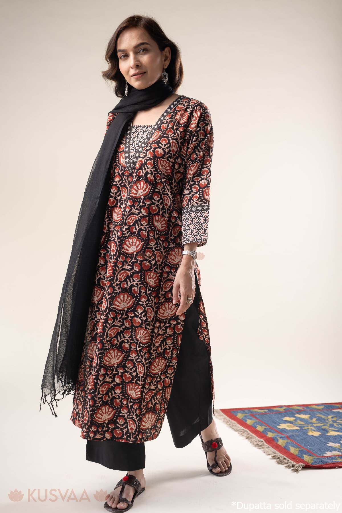 Image for Kusvaa Wkr317 Nayana Cotton Handblock Kurta Pocket