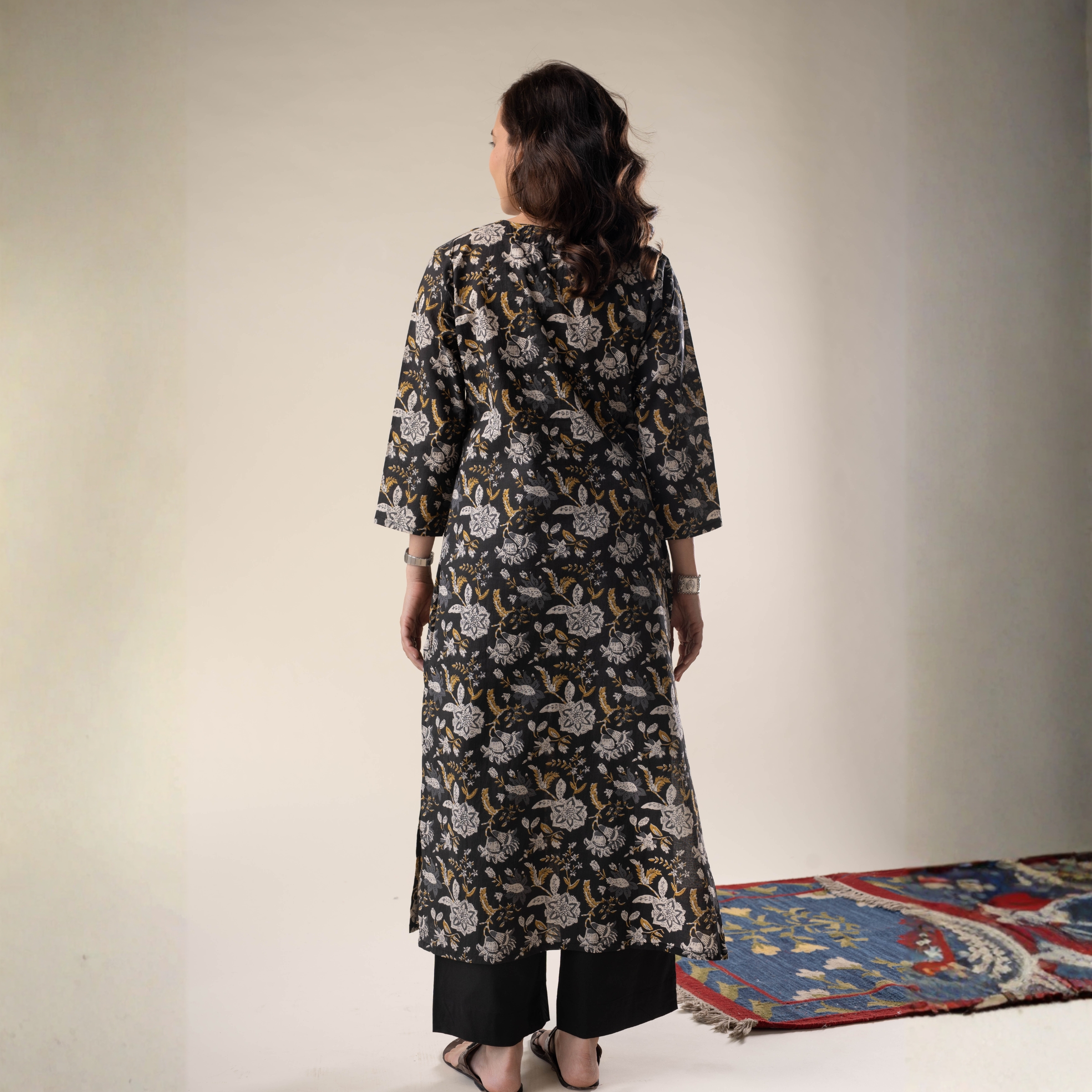 Image for Kusvaa Wkr318 Madhavi Cotton Straight Fit Kurta Sitting