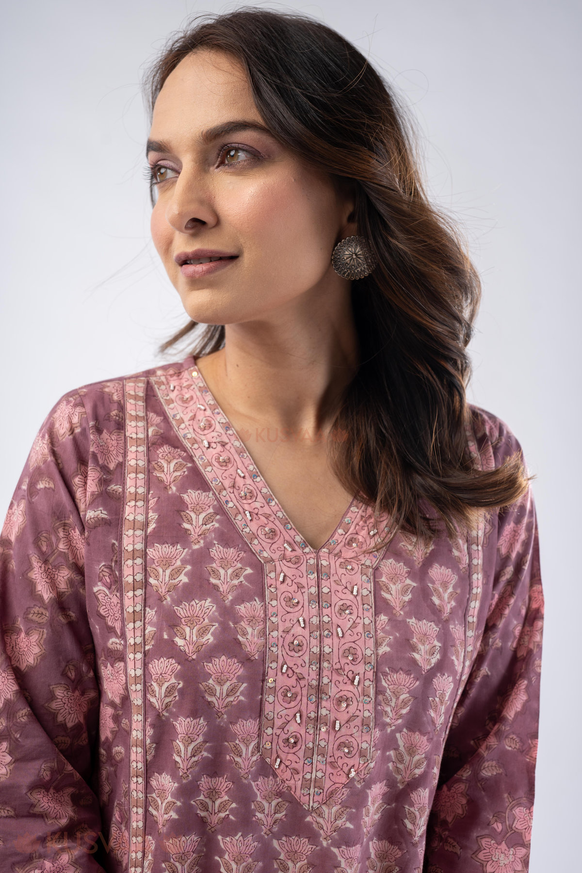 Image for Kusvaa Wkr320 Ahilya Cotton Handblock Print Kurta Featured