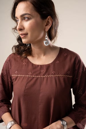 Image for Kusvaa Wkr324 Vidhi Cotton Schiffili A Line Kurta Featured