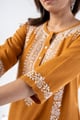 Image for Kusvaa Cood142 Swara Cotton Slub Kurta Pant Set Closeup 2