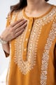 Image for Kusvaa Cood142 Swara Cotton Slub Kurta Pant Set Closeup