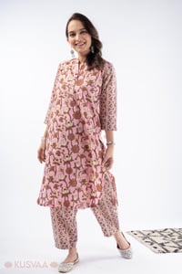Image for Kusvaa Cood143 Sharanya Cotton Handblock Kurta Pant Set Front