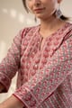 Image for Kusvaa Cood145 Prachi Cotton Handblock Kurta Pant Set Closeup 2