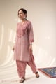 Image for Kusvaa Cood145 Prachi Cotton Handblock Kurta Pant Set Side