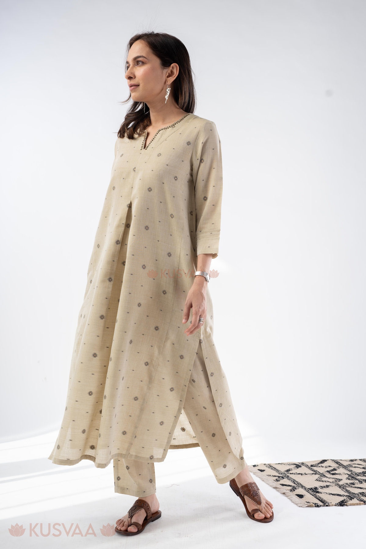 Image for Kusvaa Cood146 Anvita Cotton Jamdani Co Ord Set Side