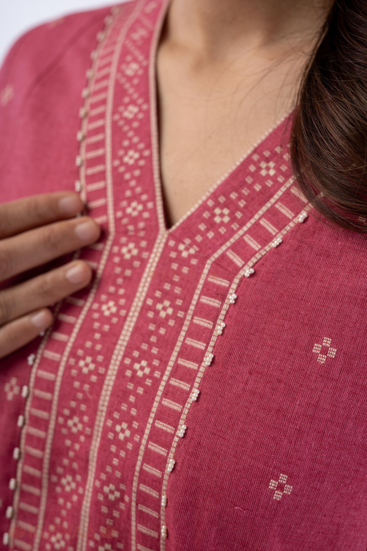 Image for Kusvaa Cood147 Akshata Handloom Cotton Co Ord Set Closeup