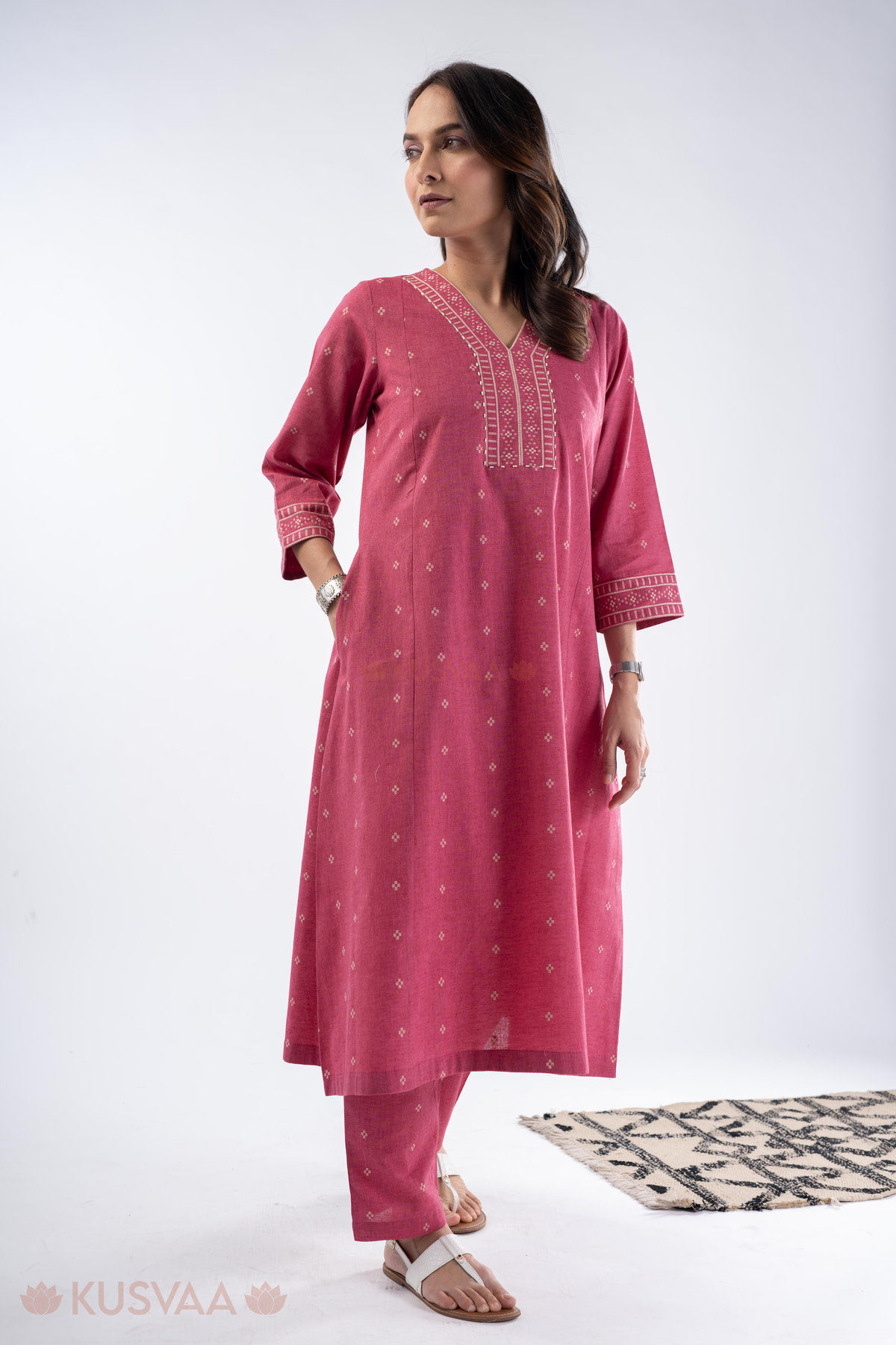 Image for Kusvaa Cood147 Akshata Handloom Cotton Co Ord Set Front