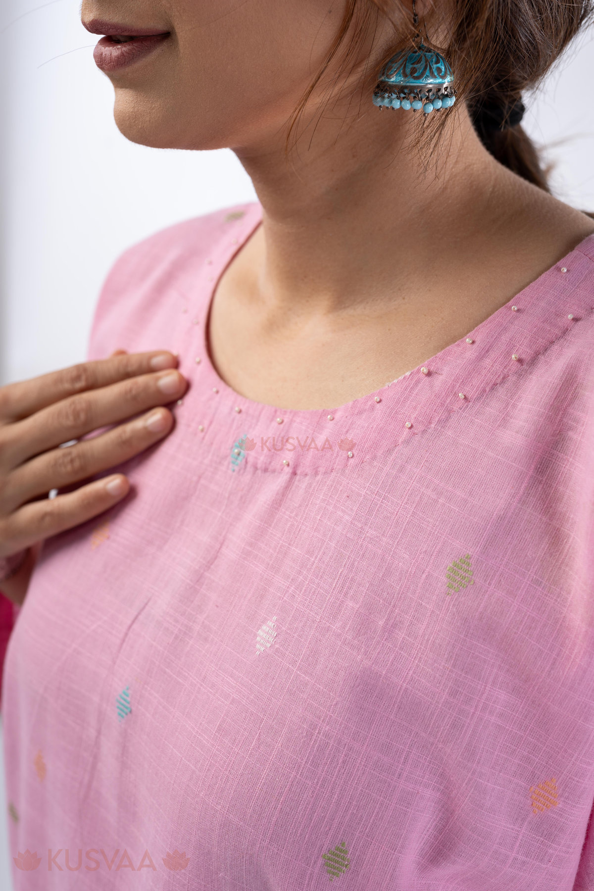 Image for Kusvaa Cood148 Chandika Handloom Cotton Co Ord Set Closeup
