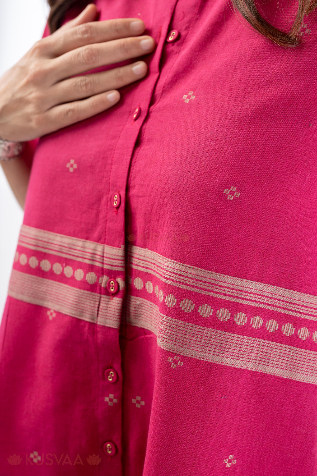 Image for Kusvaa Cood150 Yachya Handloom Cotton Co Ord Set Closeup