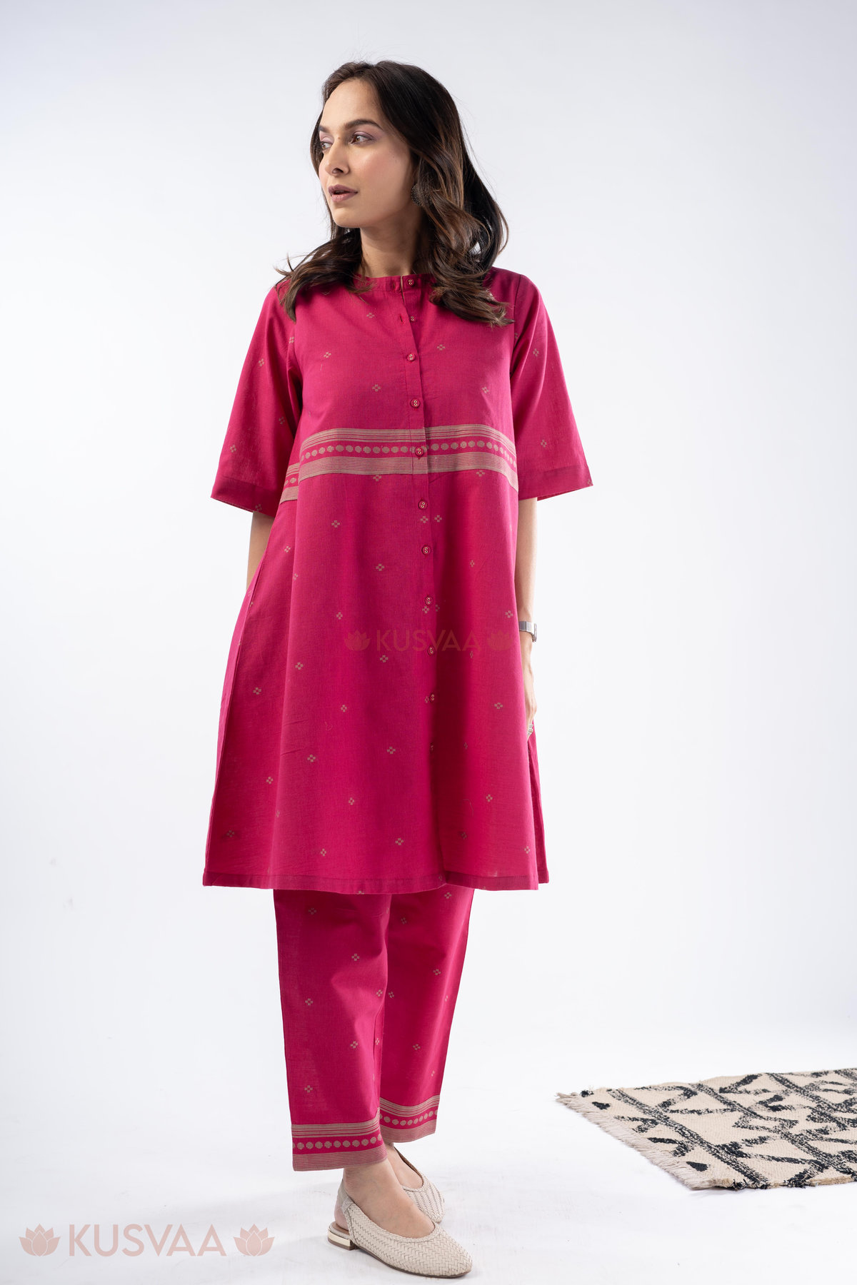 Image for Kusvaa Cood150 Yachya Handloom Cotton Co Ord Set Front